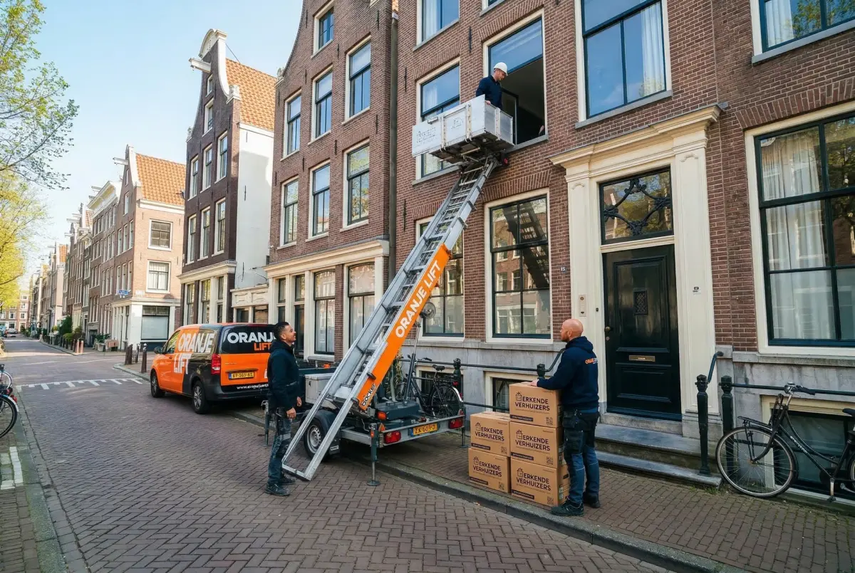 Aanhangerlift voor verhuizing in smalle straat Waalwijk