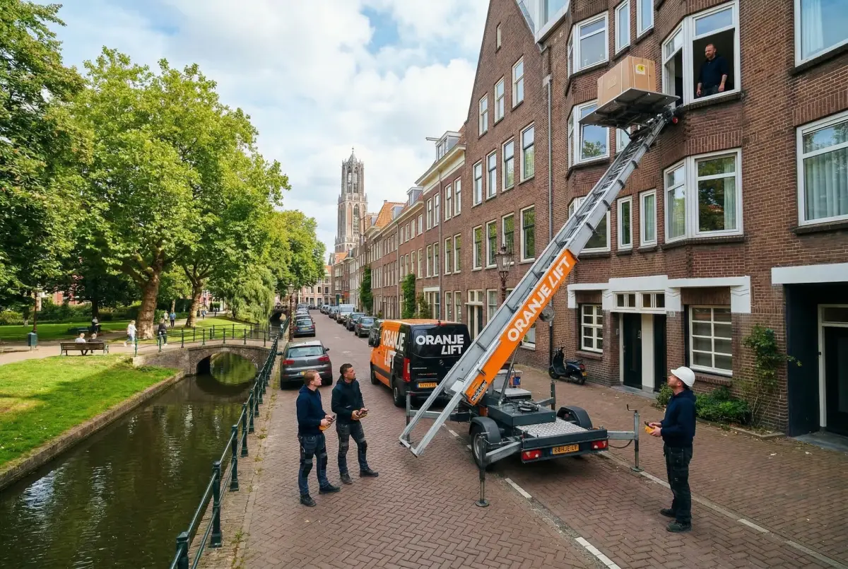 Team aan het werk met verhuislift Waalwijk