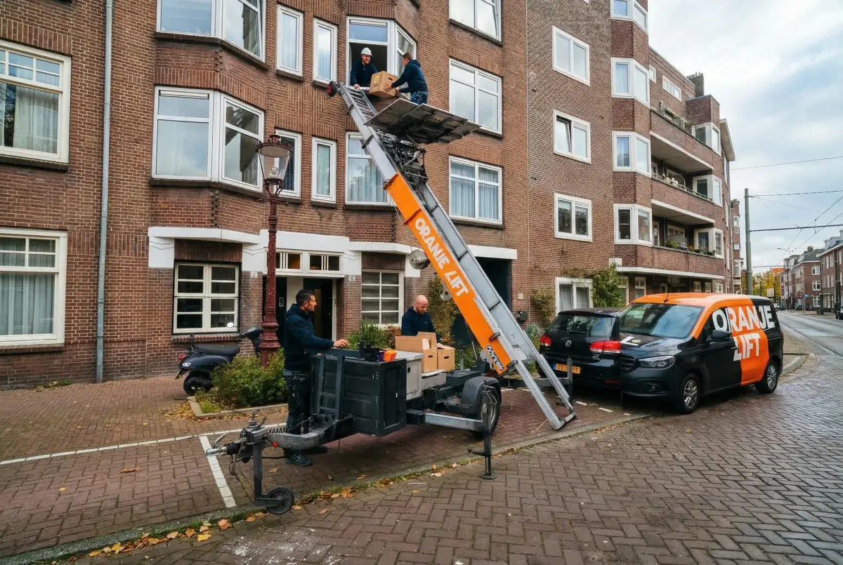 Verhuislift in actie bij woning in Waalwijk
